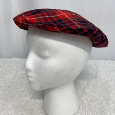 Vtg 1960s Elfyn Scotland Tartan Wool Beret believe this cook be a childs? see measurements Adjustable Retro Winter Beret, Fitted Retro Beret For Winter, Vintage Red Flat Cap, Retro Adjustable Flat Cap Beret, Adjustable Retro Style Flat Cap Beret, Adjustable Retro Flat Cap Beret, Retro Winter Beret, Scotland Tartan, 40s Dress