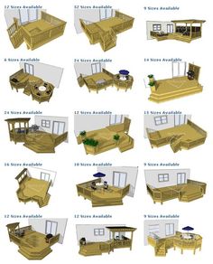 various types of wooden furniture are shown in this diagram