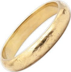 Classic Etched Gold Bracelet For Formal Occasions, Etched Yellow Gold Bracelet For Anniversary, Classic Gold Etched Bangle, Yellow Gold Etched Bracelets, Elegant Etched Yellow Gold Bangle, Formal Engraved Gold Bangle Bracelet, Elegant Etched Yellow Gold Cuff Bracelet, Engraved Gold Bangle Bracelet For Formal Occasions, Engraved Bangle For Formal Occasions