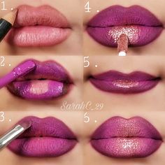 Step By Step Lips Makeup #lipsmakeup #tutorial Drag Make-up, Contour Makeup Tutorial, Lip Tutorial, Lipstick Tutorial, Makeup Tutorial Step By Step, Makeup Lips, Purple Lips