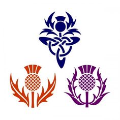 four thistles with different designs on them