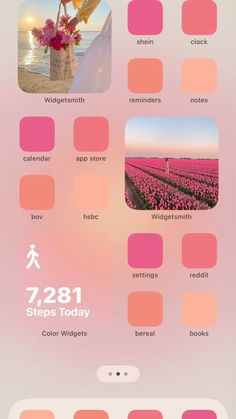 an iphone screen showing the color palettes for different types of flowers and colors on it