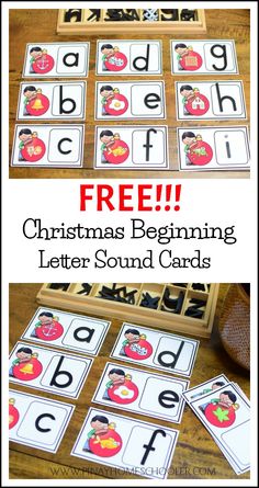 christmas beginning letter sound cards with the text free