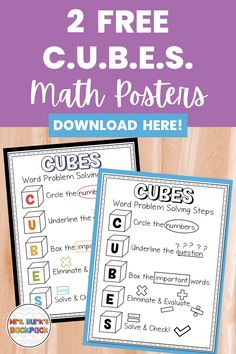 2 free CUBES math strategy word problem posters Cubes Strategy Anchor Charts, Cubes Strategy For Math, Cubes Math Strategy, Cubes Strategy, Math Strategies Posters, Word Problem Strategies, Cubes Math, Math Story Problems, Letter Making