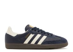 Samba OG 'Night Navy Gum' - Adidas - ID2056 - night navy/cream white/gum | Flight Club Navy Adidas Samba, Navy Blue Sambas, Navy Sambas, Blue Sambas, Samba Shoes, Sneak Attack, Things I Need To Buy, Navy Blue Shoes, Preppy Shoes