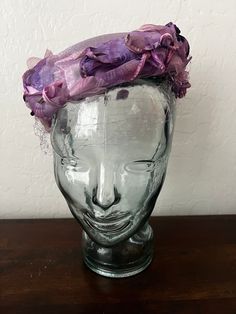 Vintage lavendar fascinator with veil and flowers Purple Headpiece With Handmade Flowers For Kentucky Derby, Lavender Fascinator For Kentucky Derby, Purple Handmade Flowers Headpiece For Kentucky Derby, Purple Mini Hat Headband For Summer, Lavender Fascinator For Kentucky Derby Garden Party, Lavender Fitted Headpiece For Kentucky Derby, Fitted Lavender Headpiece For Kentucky Derby, Purple Costume Hats And Headpieces For Spring Evening, Adjustable Purple Fascinator For Garden Party