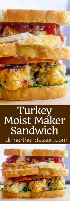 this is an image of a sandwich made with turkey and other meats on toasted bread