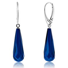 Blue amber faceted tear drop earrings with Sterling Silver lever back closure. Beautiful example of unique handmade faceting and innovative amber craftsmanship. These deep blue amber drop and dangle earrings comes with elegant ECO FRIENDLY gift box. A must have blue amber article for anyone who knows value & features of this precious gemstone called - Amber. Product details: Material: Blue amber Color: Blue/Azure Weight: ~2.4g/0.9oz FREE STANDARD SHIPPING Amber we work with: We use four different types of amber to create our jewelry: Baltic, Caribbean, Ruby and Sapphire. Each of them has a distinct color and familiar variations of it. How to take care of your amber jewelry? * Never leave your amber jewelry in direct sunlight. * Protect your amber jewelry from chemicals. Always apply your p