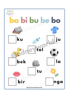 a worksheet with words and pictures for children to learn in the english language