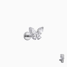 Shiny Titanium Butterfly Stud - OhmoJewelry Hypoallergenic White Gold Butterfly Jewelry, Silver Butterfly Stainless Steel Jewelry, Shiny Butterfly, Industrial Piercing, Belly Rings, Chain Earrings, Hair Claw, Ring Necklace, Body Jewelry