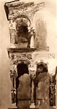 an old black and white photo of a fireplace