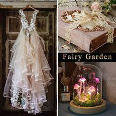 three different pictures with fairy themed items in the middle and on top of each other