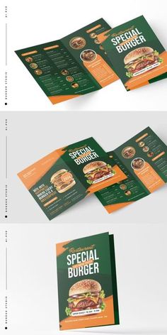 Burger Resto Menu Bifold Brochure Template AI, EPS, PSD Burger Brochure Design, Burger Flyer Design, Burger Menu Design, Steak House Menu, Restaurant Brochures, Burger Specials, Hotel Menu, Brochure Graphic, Corporate Fonts