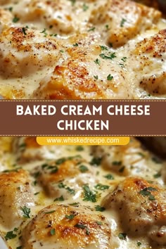 baked cream cheese chicken in a casserole dish