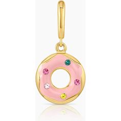 Slide this playful donut charm on to your favorite chain necklace. Charms are sold single or as a set. Total drop 7/8" Charm measures 7/16" Hand applied pink enamel and genuine colored crystals Hinge closure measures 3/16" by 5/16" Pink Enamel Charms Jewelry, Pink Enamel Jewelry With Charms, Pink Enamel Jewelry For Birthday, Pink Sterling Silver Dangle Charms, Pink Personalized Charm Necklace, Personalized Pink Round Charm Necklaces, Personalized Pink Round Charm Necklace, Pink Nickel-free Metal Charm Necklaces, Nickel Free Pink Metal Charm Necklaces