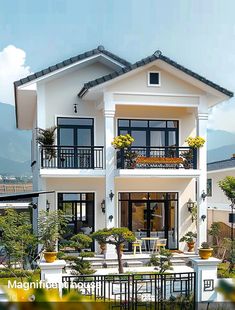 Spanish Balcony, Balconies Ideas, House Structure Design, Small House Design Exterior, Best Modern House Design, House Floor Design, Small House Floor Plans, Building House Plans Designs