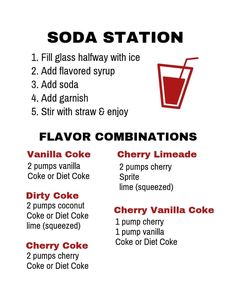 the soda station is filled with drinks and other ingredients to make it easier for you to drink