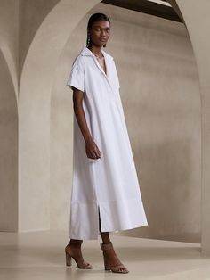 Women's Dresses | Banana Republic White Poplin Dress, Kaftan Style, Maxi Dress Online, Poplin Dress, Oversized Style, White Maxi, Banana Republic Dress, White Maxi Dresses, Sewing Inspiration