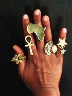 Handmade using brass. They are adjustable to fit all. Symbolic Adjustable Brass Rings, Adjustable Bronze Brass Ring, Vintage Gold Brass Midi Rings, Vintage Adjustable Gold Midi Rings, Adjustable Vintage Gold Midi Rings, Unique Gold Brass Midi Rings, Bohemian Gold Midi Rings Nickel Free, Gold Bohemian Midi Rings Nickel Free, Unique Brass Midi Rings