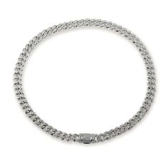 Pave Cuban Link Chain Necklace Metal: Silver is rhodium plated over brass Length: 15 inches Width: 8.7 mm Gemstone: 1.2mm - 1.5mm cubic zirconia Cuban Link Chain Necklaces, Link Chain Necklace, Chain Choker Necklace, Layered Jewelry, Cuban Link Chain, Choker Necklaces, Cuban Link, Chain Choker, Metal Necklaces