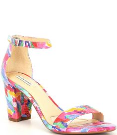 Multicolor Leather Heels With Buckle Closure, Multicolor Low Heel Sandals For Spring, Multicolor Block Heel Sandals For Formal Occasions, Spring Multicolor Sandals With Low Heel, Spring Multicolor Low Heel Sandals, Multicolor Medium Width Heels For Spring, Formal Multicolor Block Heel Sandals, Spring Multicolor Medium Width Heels, Multicolor Open Toe Sandals For Formal Occasions