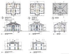 some drawings of different types of houses and their plans for the house in which they are located