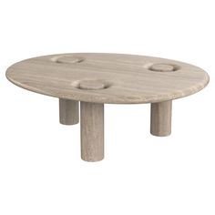 a wooden table with four holes in the center and two legs on each side, all made out of wood