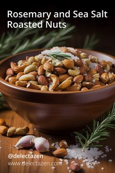 rosemary and sea salt roasted nuts in a bowl