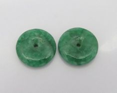 Vintage Pair of Donut Natural Green Jade Loose Gemstone Make for Earrings Green Gemstone Beads Round Earrings, Green Round Gemstone Bead Earrings, Green Gemstone Beaded Round Earrings, Lovely Ring, Domed Ring, Green Jade, Sterling Silver Heart, Jade Green, Vintage Sterling Silver