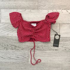 Privacy Please Red Pearland Top - Size Xs, Red And White Polka Dot Crop Top With Cinching At The Bust. Brand New, Tags Attached, Never Been Worn. Red Short Sleeve Crop Top For Summer, Polka Dot Crop Top, Red Top, White Polka Dot, Red White, Polka Dot, Red And White, Polka Dots, Crop Top