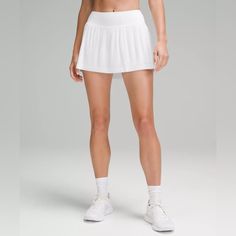 New With Tag. Color - White Size - 10 Lululemon Tennis Skirt, Street Skirt, Pleats Skirt, Hot Skirts, Lululemon Skirt, Running Skirts, High Rise Skirt, Athletic Skirt, Pleated Tennis Skirt