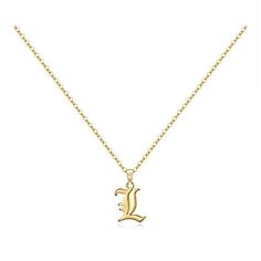 Letter L - Elegant Old English Initial Necklace With A Delicate Initial Charm Adjustable Necklace 18-20 Inches Stainless Steel Gold-Plated Chain The Necklace Will Not Fade, Rust, Stain, Or Corrode Also Available In Letters A-L - Check Out My Closet For More Questions? Leave A Comment Below! Vintage Gold Initial Necklace For Gifts, L Initial Necklace, Letter L Necklace, Z Necklace Letter Gold, L Necklace, Elegant Letter-shaped Necklaces With Names, Lilac Stone, Elegant Letter-shaped Initial Necklace, Fashion Beads