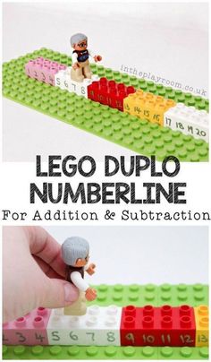 lego duplo number line for addition and subtraction with instructions to make it