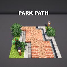 an image of a park path with trees and bushes in the background text reads park path