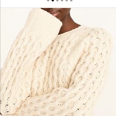 Super Cozy Cotton Cable Knit Sweater. Cable Knit Body With Wide Sleeves. Worn Once. Like New. Size Xs. Dusty Ivory. Cotton Cable Knit Sweater, Ryan Roche, Boucle Sweater, Sweater For Women, Denim Trousers, Cable Knit Sweater, Wide Leg Denim, Wide Sleeves, Knit Patterns