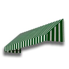 a green and white striped awning on a white background