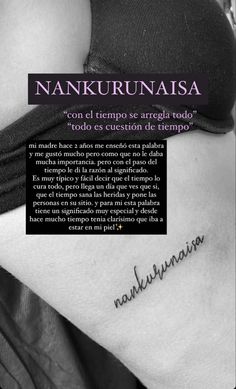 the back of a woman's stomach with an inscription on it that reads nankkurn