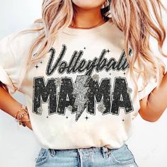 White Sublimation Design For Sports Events, Volleyball Mom, Mama T Shirt, Vinyl Shirts, Lightning Bolt, Digital Cut File, Volleyball, Textile Design, Printing On Fabric