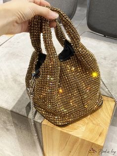 Bird in Bag - Glamorous Rhinestone Decorated Evening Bag Diamond Bag, Crystal Handbag, Evening Accessories, Casual Leather Shoes, Platform Wedge Heels, Rhinestone Chain, Flat Slipper, Leather Shoes Men, Evening Clutch