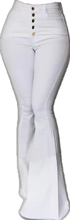 Fitted White Cotton Bottoms, White Fitted Cotton Bottoms, White High-waist Fitted Pants, White Fitted High Waist Pants, Fitted High Waist White Pants, White Fitted Full-length Bottoms, White High Waist Stretch Bottoms, Bell Bottom Pants, Bell Bottom