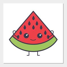 a cartoon watermelon with raindrops on it's face