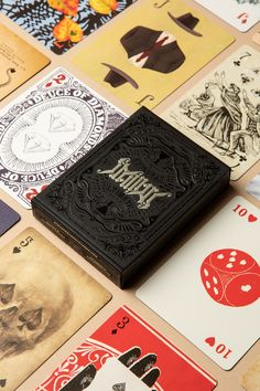 several playing cards laid out on top of each other