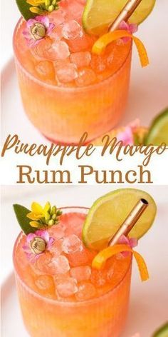 this is an image of a pineapple mango rum punch