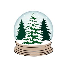 a snow globe with trees inside it