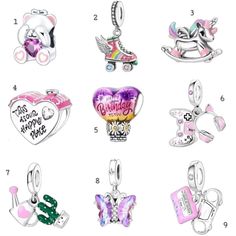 🌸 s925 Silver charms  🌸 Build your own charm bracelet with the array of charms available in my store.  Make your bracelet to your own unique individual style 💐 Select your chosen style number from the drop down menu  we have , birthday charms,  graduation charms , family charms, new home charms , animal charms, baking charms , roller blades, rocking horse, unicorn,  cupcake, travel, owl ,  fairy , pet paws , gaming & kids charms ,  so many to choose from  Made from silver with cz stones  Fits Pink Pendant Charms For Gifts, Pink Sterling Silver Charms For Gifts, Silver Charms With Removable Features For Gift, Silver Charms With Removable Features As Gifts, Silver Charms With Removable Feature As Gift, Silver Removable Charms For Gift, Silver Charms With Lobster Clasp For Gift, White Gold Charms With Dangling Details For Gifts, White Gold Dangling Charms For Gifts