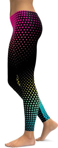 If you love color and a unique design than check out these amazing new halftone leggings. These Colorful Halftone Leggings are perfect to wear to the gym or out and about. Pair them with boots, sneakers and a crop top, shirt or hoodie. Casual Multicolor Breathable Bottoms, Casual Multicolor Moisture-wicking Leggings, Multicolor Stretch Activewear For Streetwear, Stretch Multicolor Activewear For Streetwear, Casual Multicolor Workout Tights, Trendy Multicolor Gym Activewear, Womens Printed Leggings, Gothic Leggings, High Waist Sports Leggings