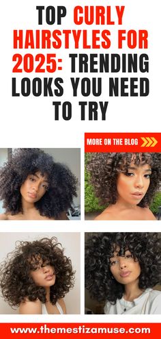 Four different curly hairstyles. Curly Styles For Medium Hair, Curly Hair No Layers, Gorgeous Curly Hair, 3b Curly Hair, Styles For Curly Hair, Trending Looks