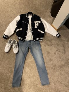 Black Letterman Jacket Outfit Men, Lettermen Jacket Outfit Men, Varsity Outfit Men, Black Varsity Jacket Outfit Men, Black Varsity Jacket Outfit, Varsity Jacket Outfits