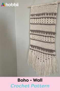 a crocheted wall hanging with the text boho - wall crochet pattern