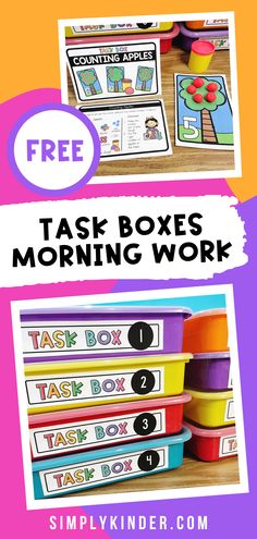 the free task boxes for morning work